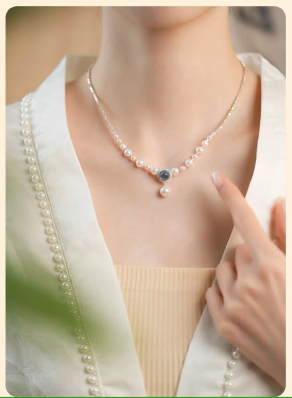 Sea Blue Treasure Pearl Pendant Necklace
