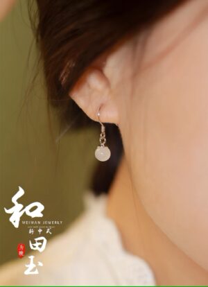 Hetian jade stud earrings for women
